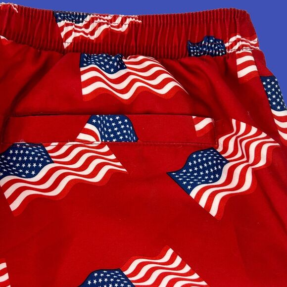 Bass Pro Shops Swim Trunks Red w/American Flags Patriotic July 4th Men’s XL NWOT - Picture 8 of 16